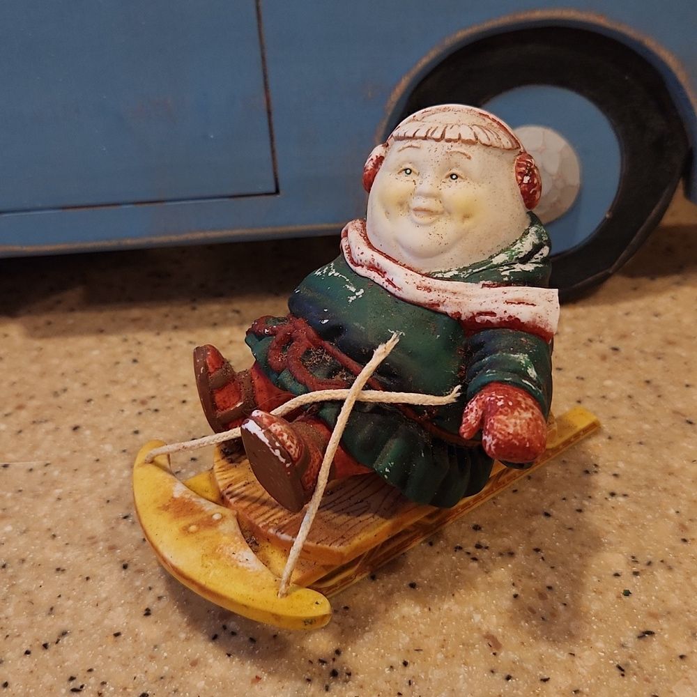Solomon the Sledder Dept 56 Monks at Christmas Porcelain Figurine